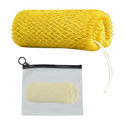 African Net Sponge, 1 Piece Exfoliating Scrubber Bath Sponge for Smooth Skin, Back Scrubber Loofah Washcloth, with Travel Bag (Yellow, 42IN)