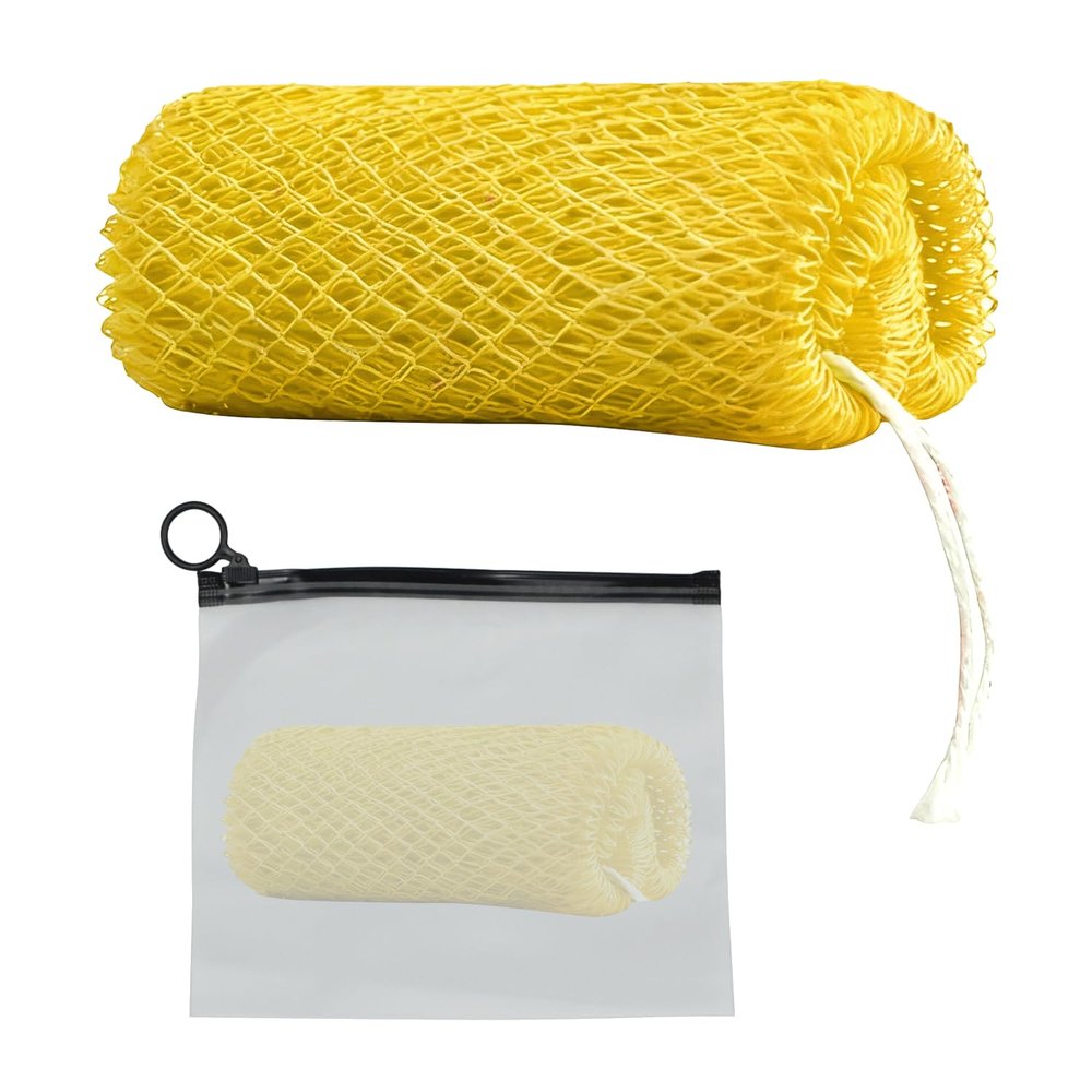 African Net Sponge, 1 Piece Exfoliating Scrubber Bath Sponge for Smooth Skin, Back Scrubber Loofah Washcloth, with Travel Bag (Yellow, 42IN)