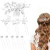 10Pcs Silver Crystal Rhinestone Bridal Hair Pins for Wedding, Wedding Rhinestone Hair Pieces Accessories Supplies for Women, Decorative Pins Decor Suitable for Brides & Bridesmaids view 1