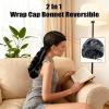 2 in 1 Wrap Cap Hair Net and Scarf,Reversible Adjustable Tie Band Wrap Cap Bonnet,Double Layered Silk Press Long Hair Hat (2) view 3