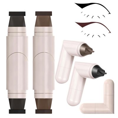 BSMAX 2Pcs Foldable Eyeliner Stamp,One-Piece Eyeliner Stamp Pen,Double-Ended Winged Eyeliners Stamps,Smudge-Proof Waterproof,Quick Shaping Eyeliners Tool for Beginners (Black+Brown)