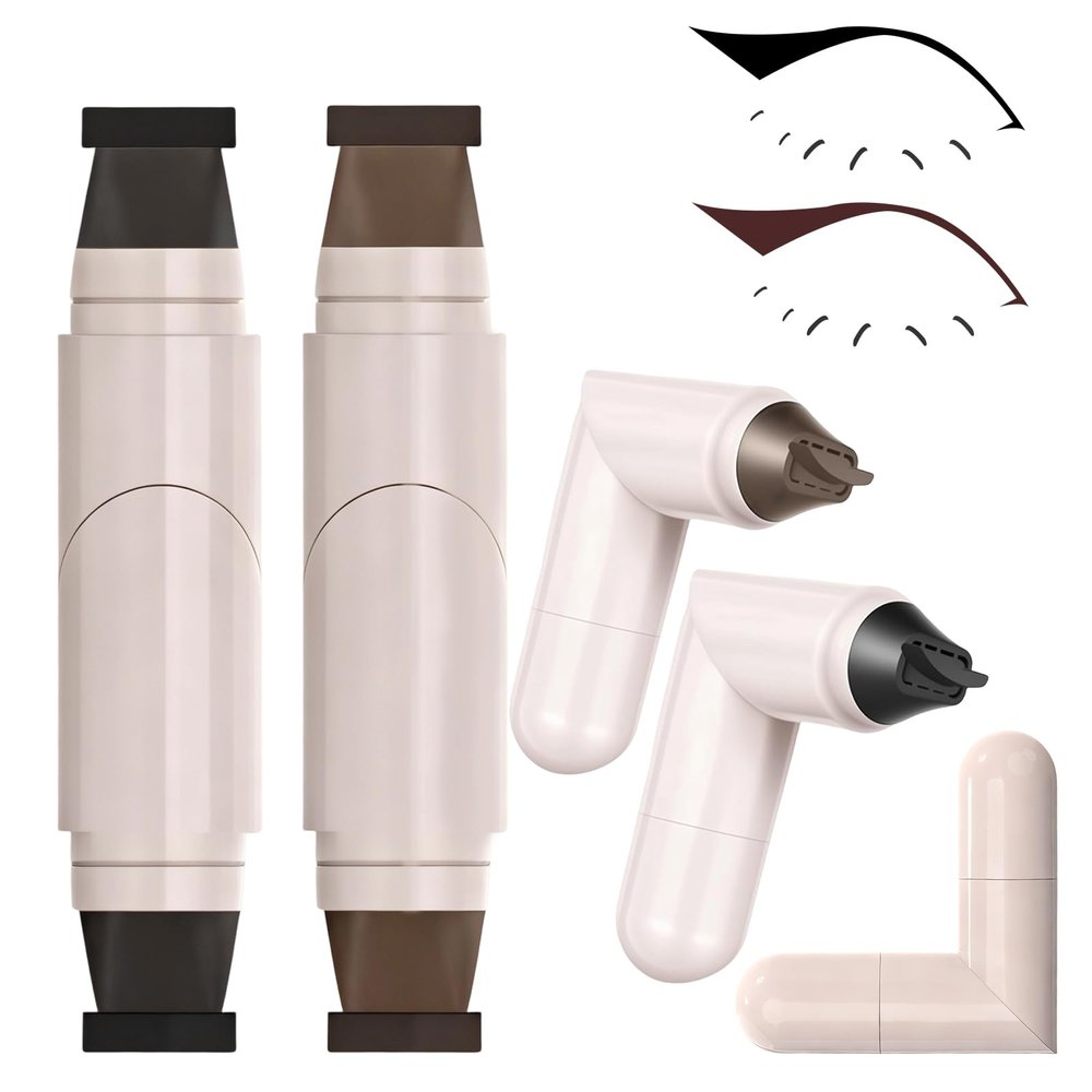 BSMAX 2Pcs Foldable Eyeliner Stamp,One-Piece Eyeliner Stamp Pen,Double-Ended Winged Eyeliners Stamps,Smudge-Proof Waterproof,Quick Shaping Eyeliners Tool for Beginners (Black+Brown)