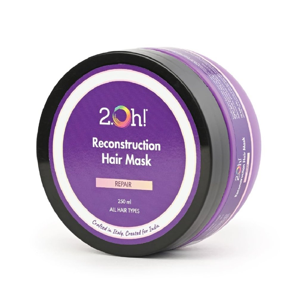 2.O.h.! Italian Reconstruction Hair Mask for Frizzy Hair, Hair Mask for Damaged Hair with Deep Conditioning Concentrate, Repair Mask for Dry Hair, Argan Oil Hair Spa Cream for Women and Men, 1 Count