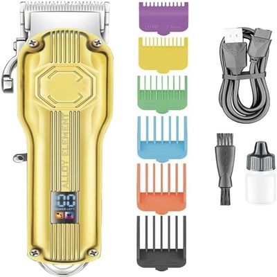 YHNNH Men's Professional Hair Clipper, Rechargeable Hair Clippers, Wireless and Adjustable, LCD Digital Display Hair Clipper.(Gold)