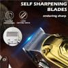 YHNNH Men's Professional Hair Clipper, Rechargeable Hair Clippers, Wireless and Adjustable, LCD Digital Display Hair Clipper.(Gold) view 3