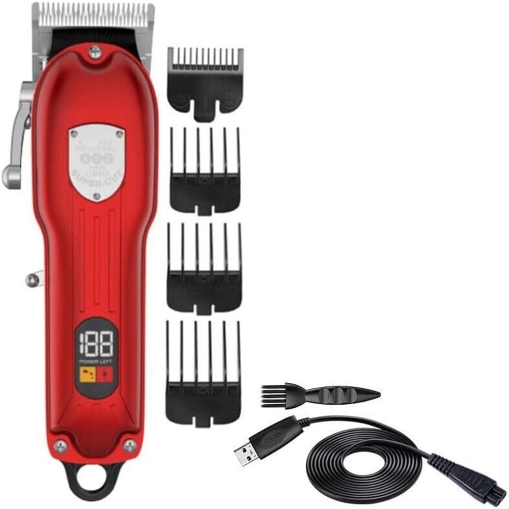 YHNNH Professional Hair Clippers for Men, Electric Trimmer Cordless Powerful Clipper for Adjustable Cut Machine(Red)