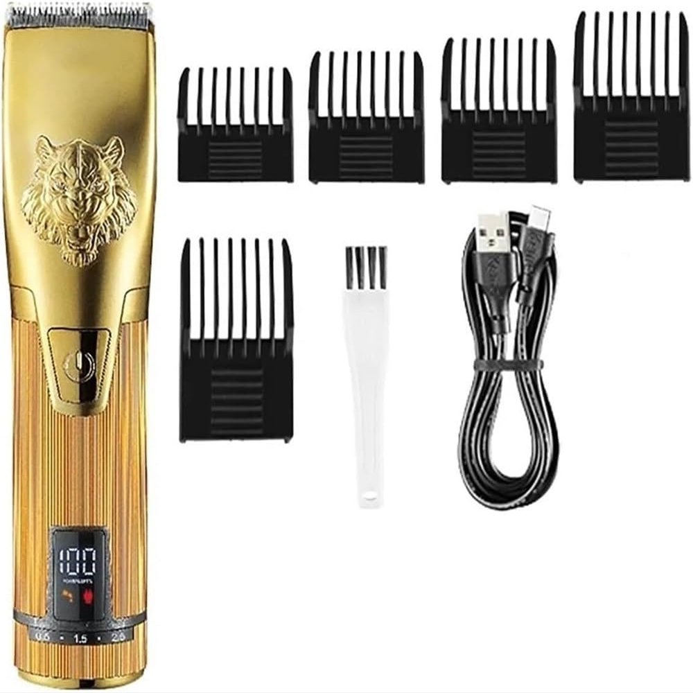YHNNH Men's Hair Clipper, Electric Wireless Rechargeable Clipper with LCD Screen, Men's Grooming Kit, Professional Hair Cutting Machine