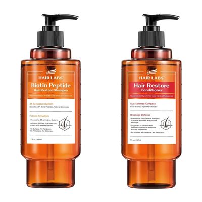 Hair Labs Biotin Peptide Hair Restore Shampoo 7 Fl Oz & Hair Labs Hair Conditioner 7 Fl Oz
