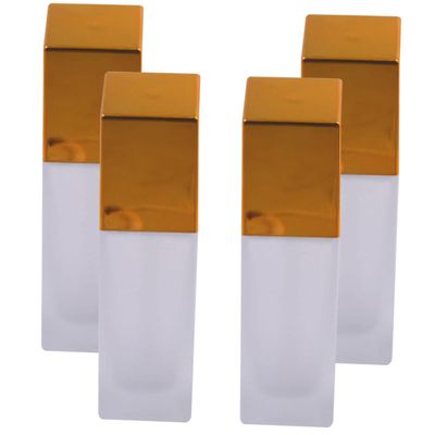 Healvian 4pcs Frosted Glass Rectangular Foundation Bottles with Pump Dispenser Leakproof Refillable Cosmetic Containers for Travel and Daily Skincare Liquid Storage