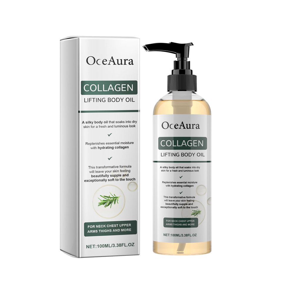 Collagen Lifting Body Oil with Hydrating Formula for Neck, Chest, Arms, Thighs, 3.38 Fl Oz, Silky Texture for Fresh and Luminous Skin