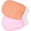 Beaupretty 2pcs Exfoliating Shower Gloves for Body Bathing Skin Cleaning Mitts with Gentle Scrubbing Comfortable Non-scratch Bath Accessories for Home Hotel Dormitory Use Pink and Orange view 1