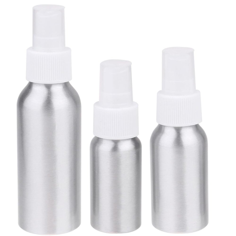 LOORGVEL Refillable Perfume Spray Nozzle Bottle 3pc Aluminum Travel Set