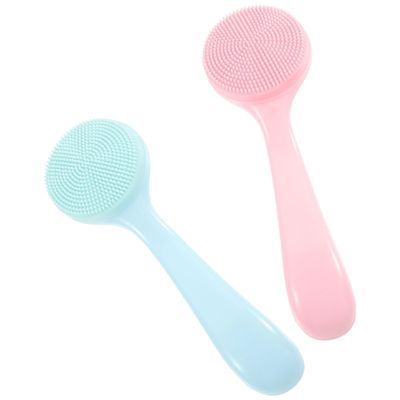 Baluue 2pcs Silicone Facial Cleansing Brush Soft Manual Exfoliator Deep Cleaning Pore Unclogging Tool for Makeup Removal and Smooth Skin Portable Home Face Scrubber Blue Pink