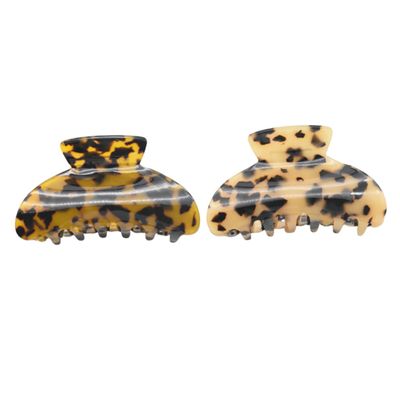 Zerodeko 2Pcs Leopard Print Acetate Hair Claw Clips for Adults Minimalist Vintage Jaw Clips Smooth Non-damaging Hold Headdress Accessories for Women