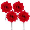 LOORGVEL 4pcs Red Rose Shaped Hairpins Velvet Wedding Headdress Bridal Hair Accessories for Bridesmaids Party Prom Headwear view 1
