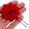 LOORGVEL 4pcs Red Rose Shaped Hairpins Velvet Wedding Headdress Bridal Hair Accessories for Bridesmaids Party Prom Headwear view 3