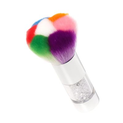 Baluue Nail Cleaning Brush with Rhinestone Handle Soft Colorful Bristles for Nail Dust and Powder Removal Portable Manicure Tool