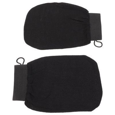 GRADENEVE 2Pcs Exfoliating Bath Gloves Non-Slip Rayon Scrubbing Shower Mitts for Deep Cleansing and Smooth Skin Suitable for Oily and Dry Skin Black