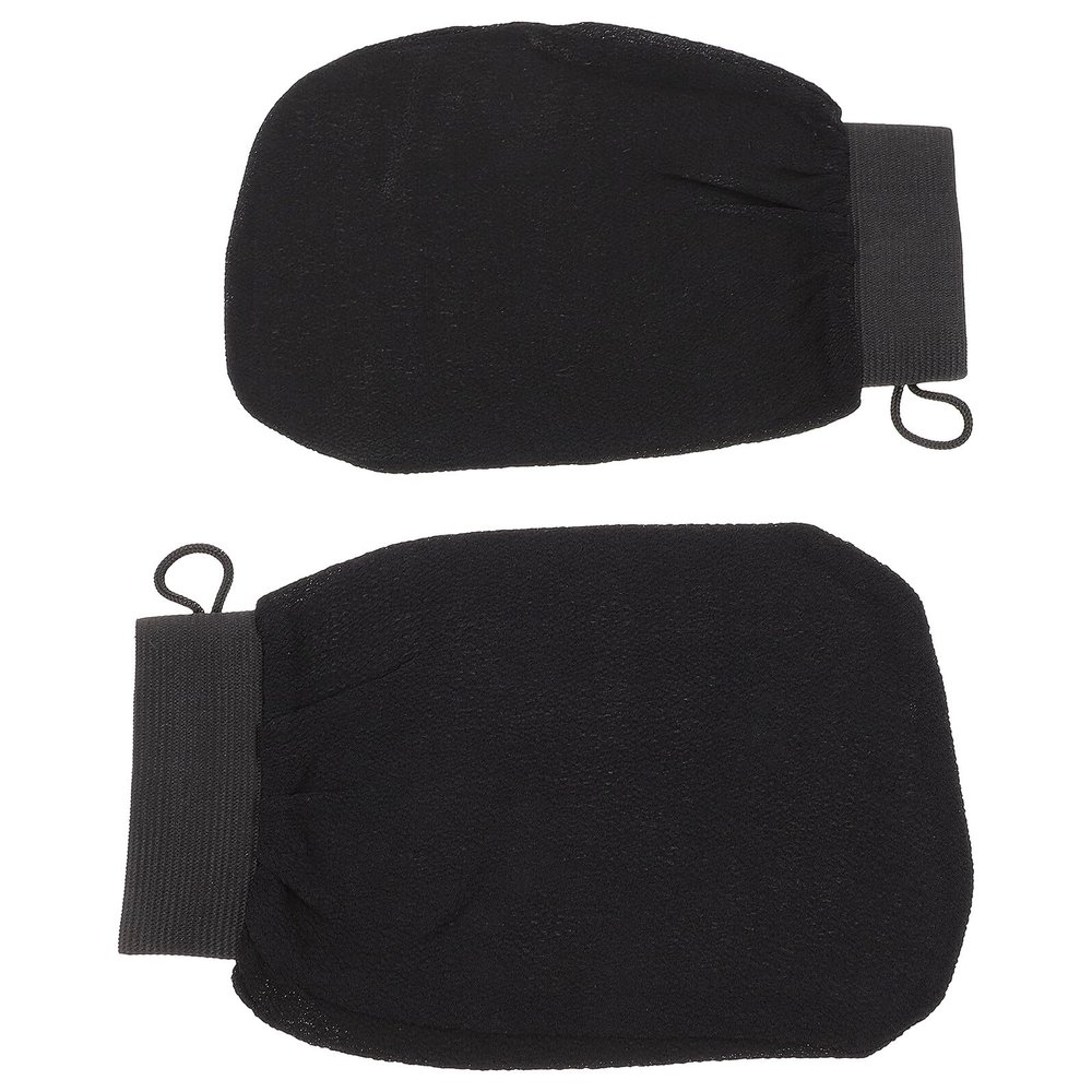 GRADENEVE 2Pcs Exfoliating Bath Gloves Non-Slip Rayon Scrubbing Shower Mitts for Deep Cleansing and Smooth Skin Suitable for Oily and Dry Skin Black