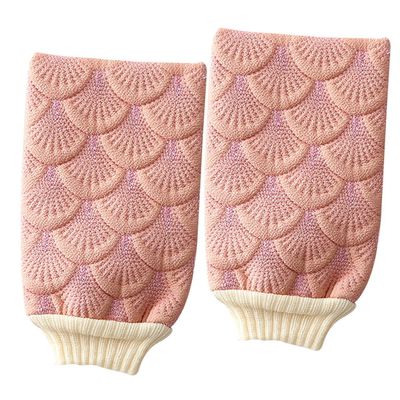 LOORGVEL 2Pcs Mermaid Double-sided Thick Exfoliating Shower Gloves Pink Bath Mittens for Deep Cleansing and Smooth Skin Back Rub Body Scrubbers Suitable for All Skin Types