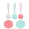 Cabilock 3pcs Silicone Facial Cleansing Brush for Deep Pore Cleaning Manual Soft Bristle Face Wash Tool with Long Handle for Blackhead Removal and Skin Care view 2