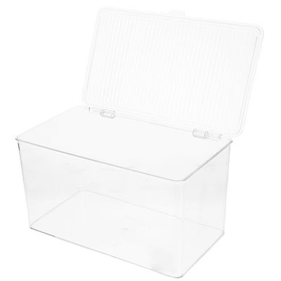 Lurrose Transparent Flip-top Storage Box Large Multi-functional Sundries Organizer for Makeup Bathroom Counter and Desktop Use with Pet Material and Dust-resistant Design