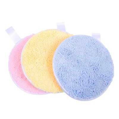 YUYUETIME 3Pcs Reusable Soft Makeup Removal Pads Comfortable Round Face Cleansing Puff for Gentle Exfoliation and Oil Control Washable Cosmetic Pads in Yellow Pink Blue