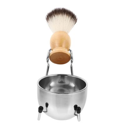 GRADENEVE Men Shaving Brush Set with Stainless Steel Bowl and Rack Lightweight Beard Softening Kit for Travel and Home Use Easy to Clean Grooming Tool with Retro Style Shaving Soap Bowl