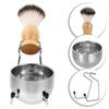 GRADENEVE Men Shaving Brush Set with Stainless Steel Bowl and Rack Lightweight Beard Softening Kit for Travel and Home Use Easy to Clean Grooming Tool with Retro Style Shaving Soap Bowl view 2