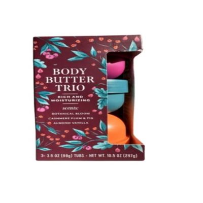 Body Butter Trio Botanical Bloom, Cashmere Plum Fig, Almond Vanilla Stocking Staffers Christmas Gifts for Teenage Girls Boss Coworkers Loved Ones Teachers Deployed