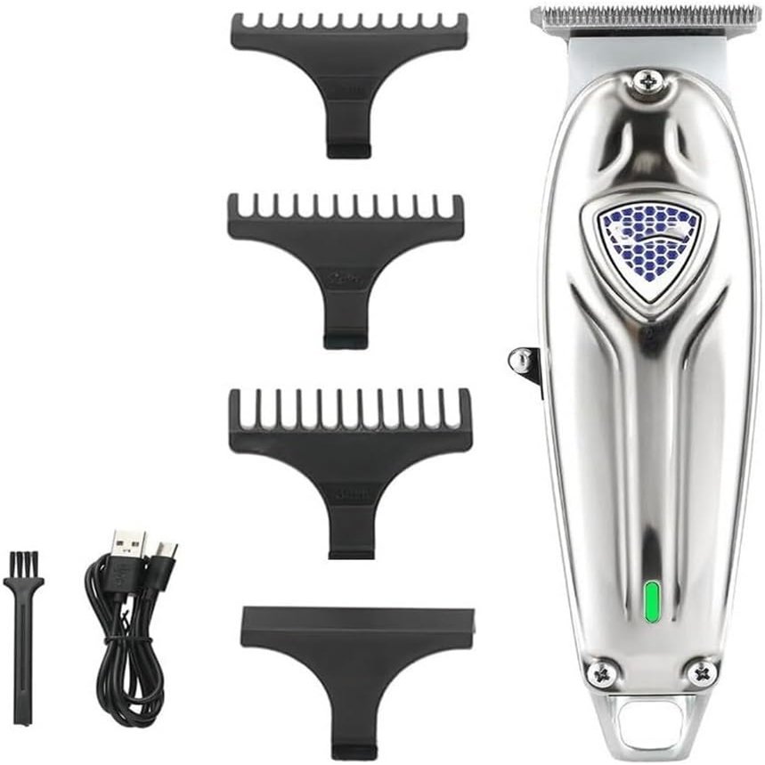 YHNNH Men's Professional Hair Clippers, Mini Cordless Metal Clippers, Electric Rechargeable Hair Clippers(Silver)