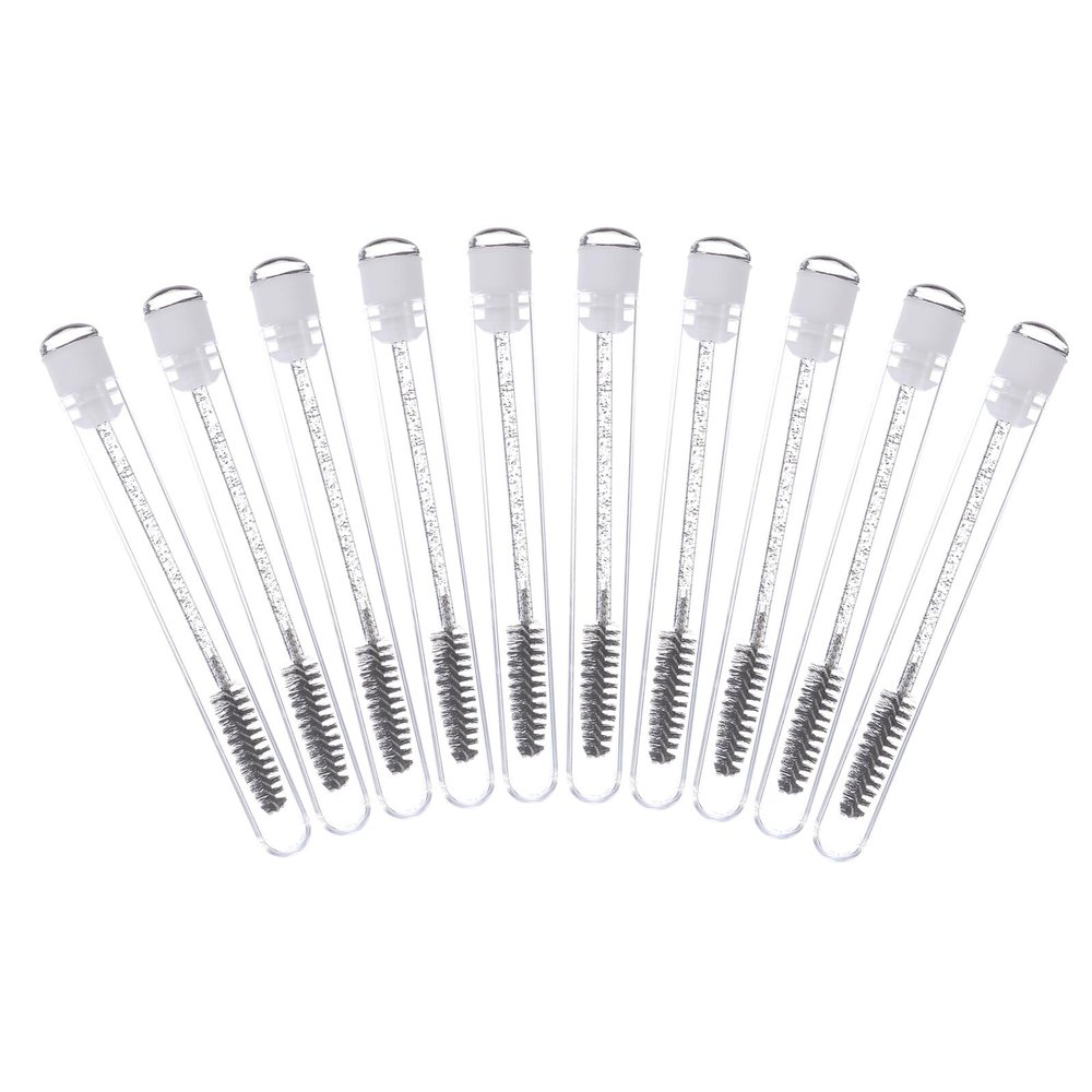 UKCOCO 10Pcs Disposable Mascara Wands with Tube Eyelash Applicators for Eyelash Extension and Brow Combing Clean Makeup Brushes for Travel and Professional Use