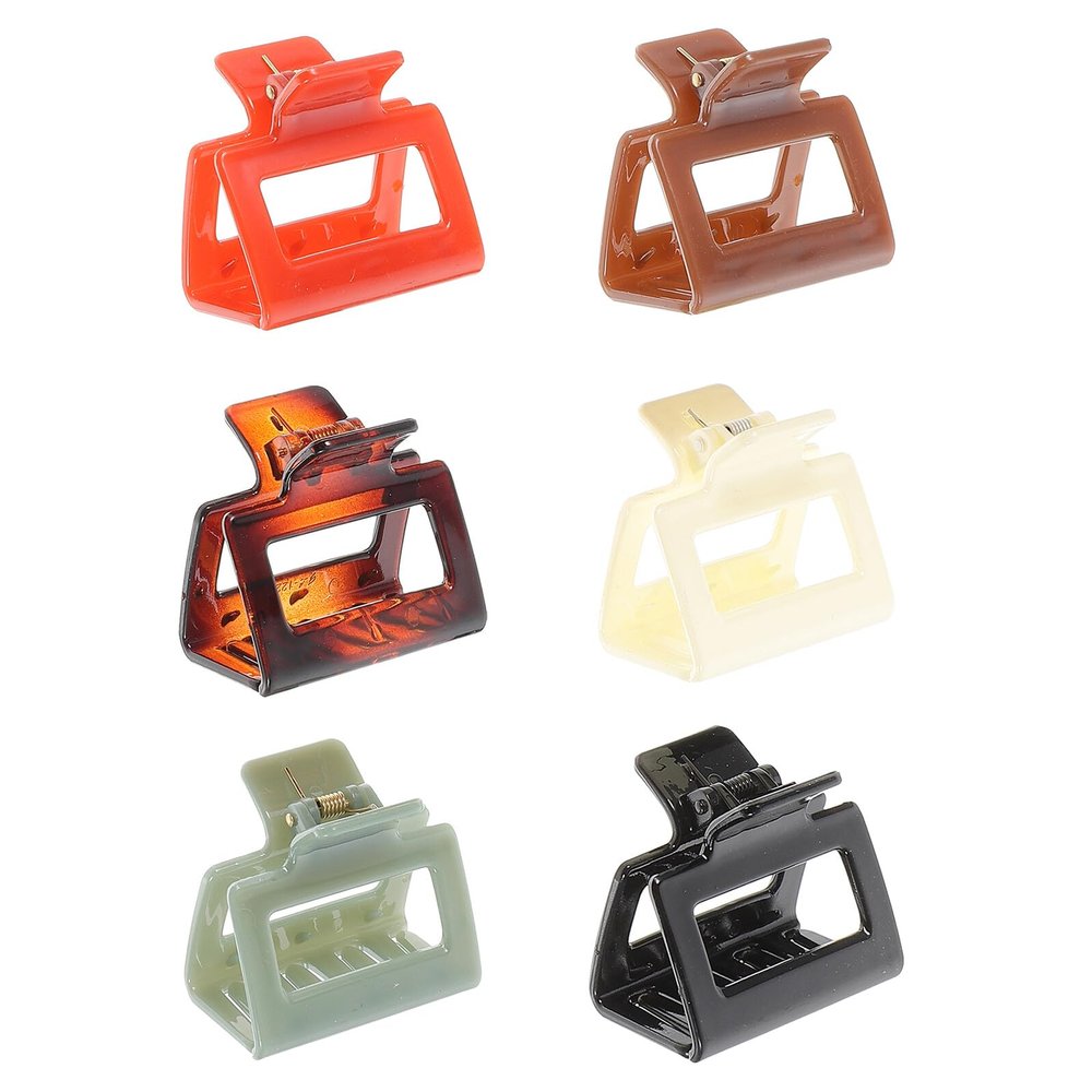 WRITWAA 6Pcs Small Square Claw Clips for Thick Hair Non-slip Hair Styling Accessories for Women and Daily Use and Special Occasions Mixed Colors