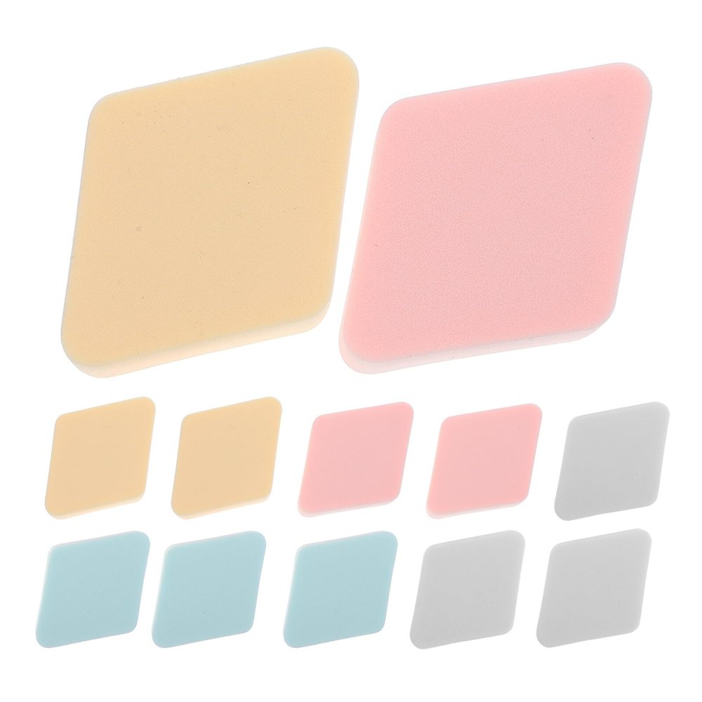 LIFKOME 12 Pcs Portable Diamond-shaped Makeup Applicators for Wet and Dry Use Comfortable Cosmetic Tools in Pink Nude White and Blue Soft Facial Powder Pads for Travel