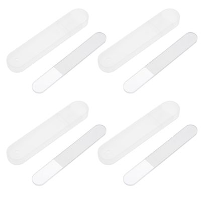 Cabilock 4 Sets Nano Glass Nail Files with Round Tips and Storage Box Handheld Manicure and Pedicure Polishing Tools for Smoothing Shaping Buffing and Quick Nail Edge Filing
