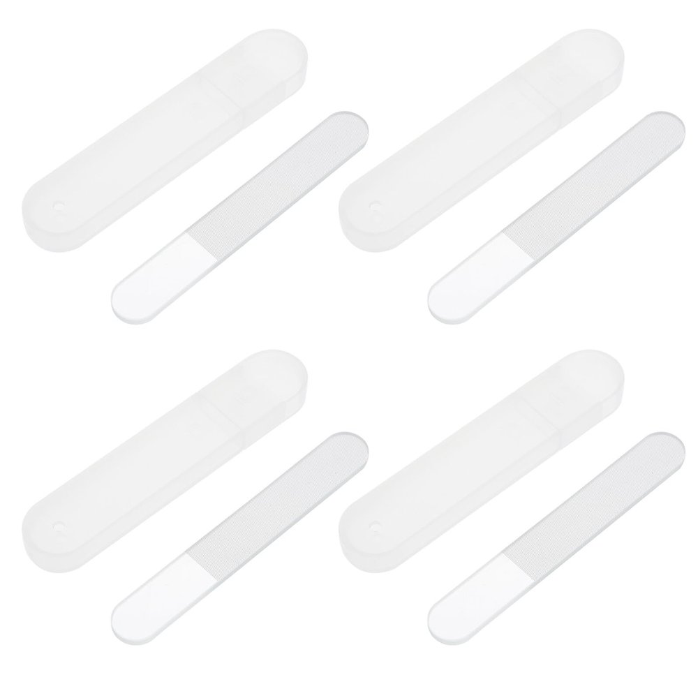 Cabilock 4 Sets Nano Glass Nail Files with Round Tips and Storage Box Handheld Manicure and Pedicure Polishing Tools for Smoothing Shaping Buffing and Quick Nail Edge Filing