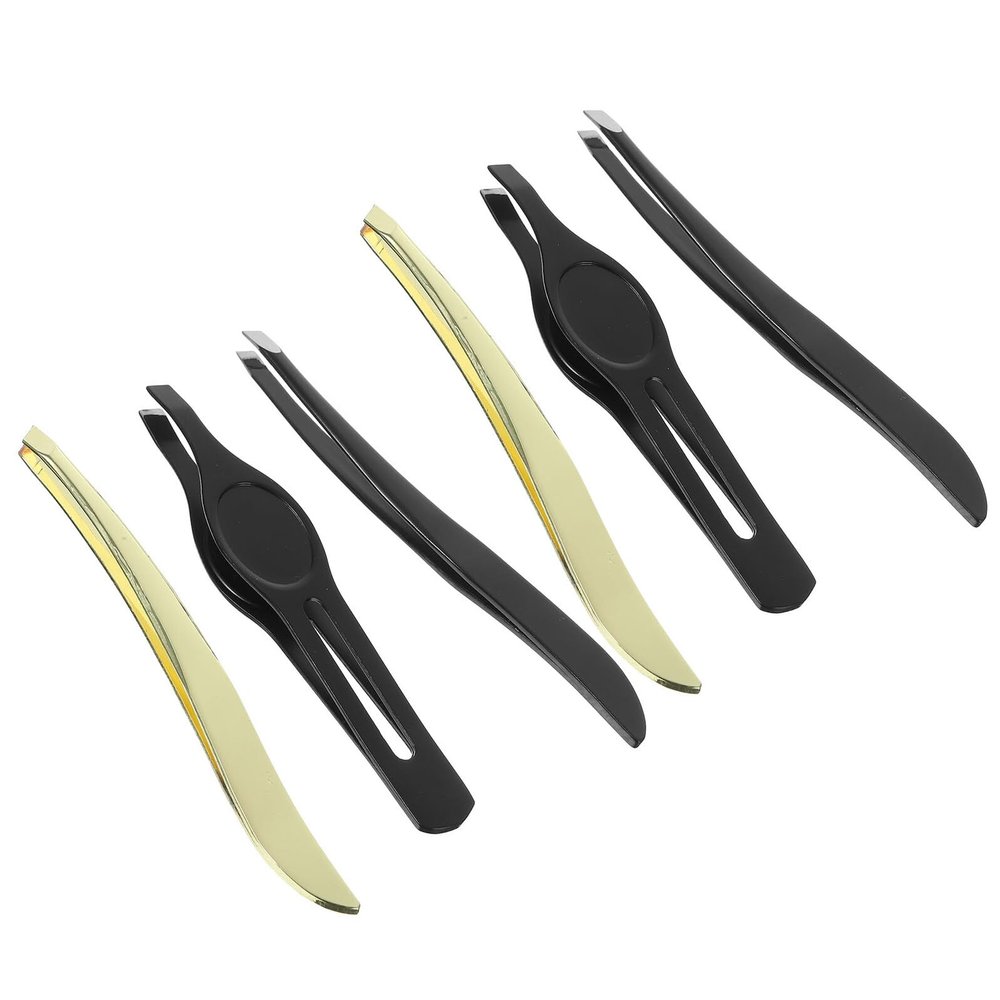 Gogogmee Stainless Steel Mini Eyebrow Tweezers Ergonomic Lightweight Eyebrow Makeup Tools for Precise Grooming and Personal Use Portable Black Clips