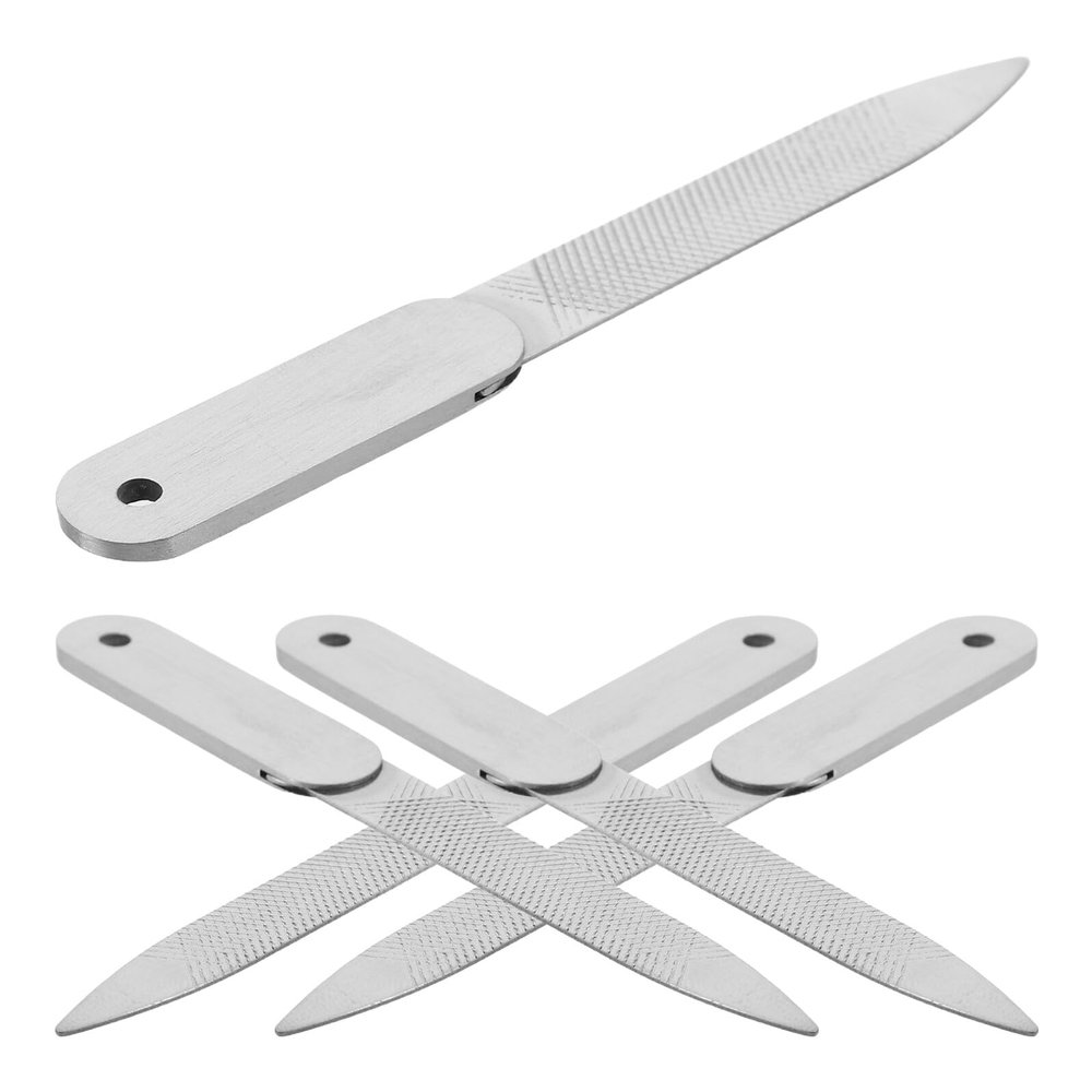 HOOTNEE 5pcs Stainless Steel Double-Sided Nail Files Welded Manicure Pedicure Tools for Natural Nails Home and Salon Use Smooth Buffing Block Toenail File