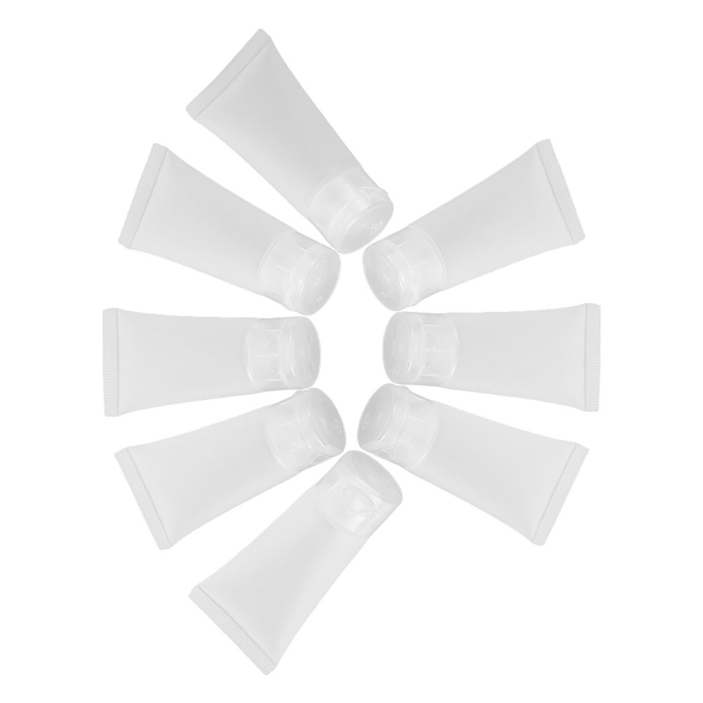CTIRCHIU 8Pcs Frosted Plastic Travel Toiletry Bottles Refillable Soft Squeeze Tubes for Women Compact Leak-resistant Cosmetic Containers for Shampoo Lotion Cream Skincare