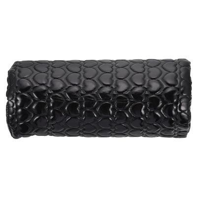 YUYUETIME PU Hand Pillow for Manicure Nail Art Rest Cushion with Stable Soft Support Clean Black Half-moon Design Wrist Pillow for Salon and Home Use
