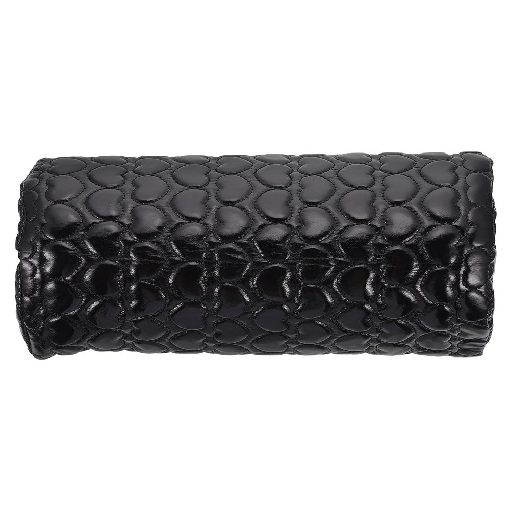 YUYUETIME PU Hand Pillow for Manicure Nail Art Rest Cushion with Stable Soft Support Clean Black Half-moon Design Wrist Pillow for Salon and Home Use
