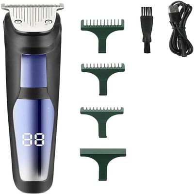 YHNNH Men's Professional Hair Clippers, Cordless/Wired Illuminated Trimmers, Electric Rechargeable Hair Clippers(Blue)