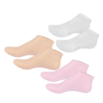 Cabilock 3 Pairs Moisturizing Aloe Foot Socks Reusable Elastic Lotion Socks for Dry Cracked Heels and Rough Calluses Fits Washable Spa Foot Care Treatment for Women and Men