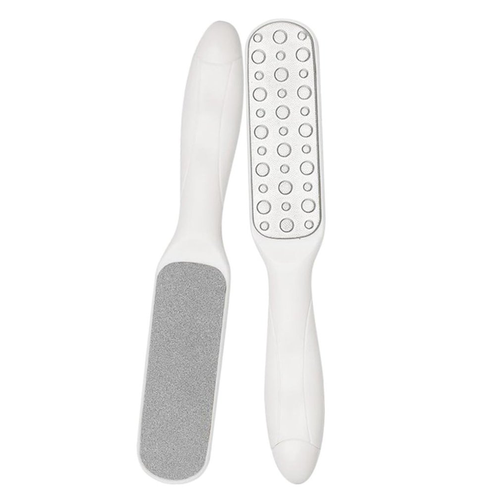 Cabilock 2 Pcs Stainless Steel Pedicure File Double Sided Callus Remover Foot Scrubber Rasp for Dead Skin Exfoliating Hard Skin Heel Grater White