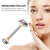 STOBAZA Double-Head Natural Stone Facial Roller for Wrinkles and Puffiness Slimming Face Massager Heads Enhances and Skin Absorption Gold Tone for Women view 2