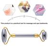 STOBAZA Double-Head Natural Stone Facial Roller for Wrinkles and Puffiness Slimming Face Massager Heads Enhances and Skin Absorption Gold Tone for Women view 3