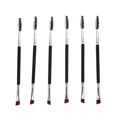 SHERCHPRY 6Pcs Double Ended Eyebrow and Eyelash Makeup Brushes for Defined Brows Multi-functional Professional Eye Brow Tools Black Suitable for All Skill Levels and Daily Use
