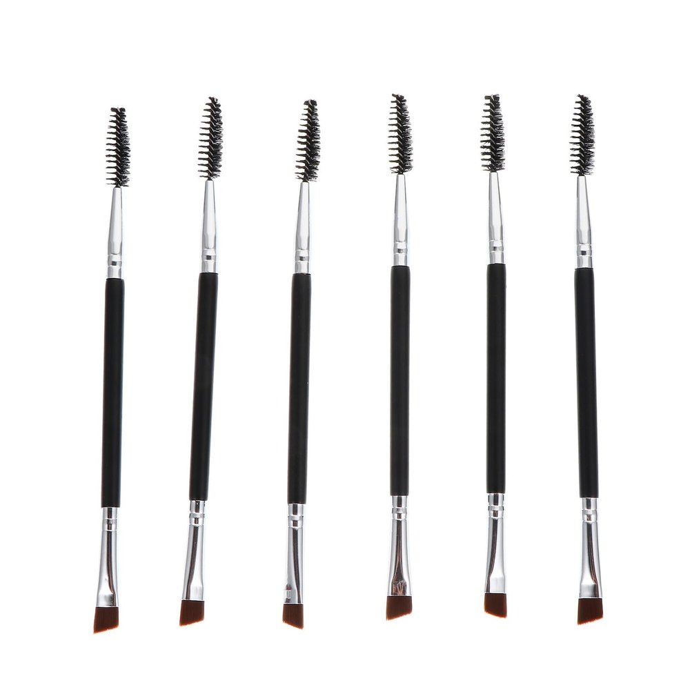 SHERCHPRY 6Pcs Double Ended Eyebrow and Eyelash Makeup Brushes for Defined Brows Multi-functional Professional Eye Brow Tools Black Suitable for All Skill Levels and Daily Use