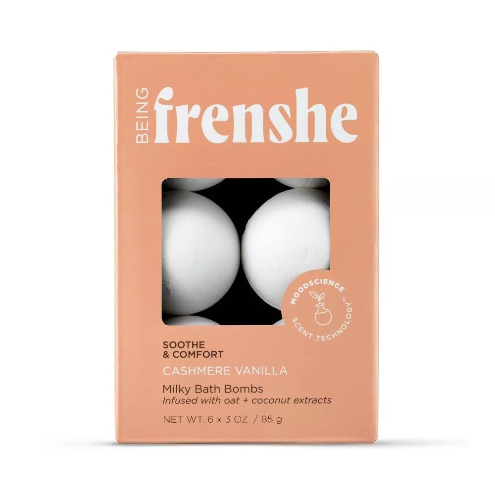 Being Frenshe Cashmere Vanilla Bath Bombs | Bath Bomb Set  Milky Moisturizing, Fresh Scented with Essential Oils  6ct / 3oz