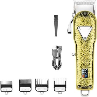 YHNNH Men's Professional Hair Clipper, All-Metal Beard Trimmer, Rechargeable Electric Hair Clipper.(Gold)
